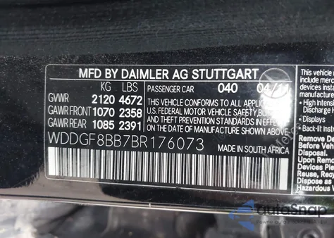 2011 Mercedes-Benz C 300 Luxury 4Matic/Sport 4Matic из США, поврежденный, VIN WDDGF8BB7BR176073